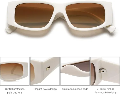 Vista 50 de SOJOS Gafas de sol polarizadas rectangulares Y2K de moda para mujeres y hombres, gafas de sol rave de diseñador de moda SJ2228