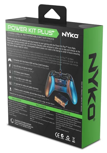 Vista 11 de Nyko Xbox Power Kit Plus for Xbox Series XSOne - Rechargeable Battery Kit with 2 Batteries, Black Covers, 8-Foot Micro-USB Charge Cable - Ultimate