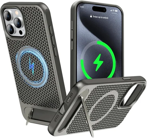 Vista 24 de Funda magnética de disipación de calor para iPhone 13 Pro Max, para MagSafe, protección contra caídas Coolingf, funda con función atril ajustable