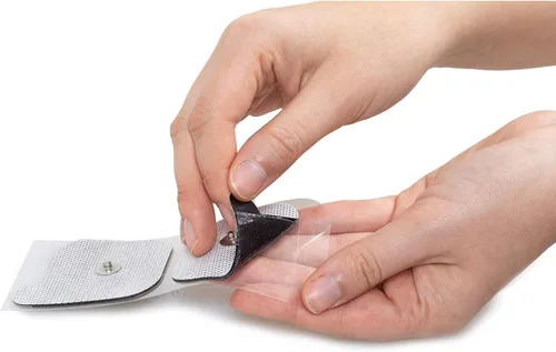 Vista 4 de AccuRelief Unidad TENS 3 en 1, EMS, dispositivo masajeador – Estimulador muscular eléctrico para aliviar el dolor con 4 electrodos para cuello