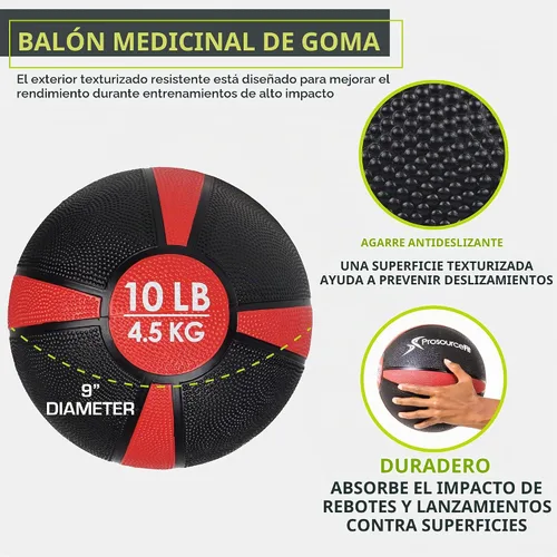 Vista 2 de ProsourceFit Weighted Medicine Ball for Full Body Workouts