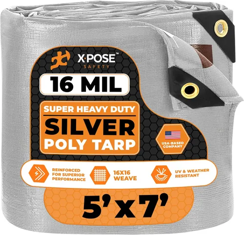 Vista 23 de Xpose Safety - Lona protectora de polietileno de 4 x 20 pies, 16 mil o 0.4mm de grosor, resistente y reforzada para evitar desgarros, resistente a