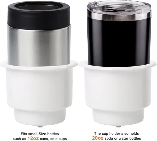 Vista 5 de Amarine Made 4pcs sostenedor de plástico marino para bebidas con inserto de drenaje, color blanco