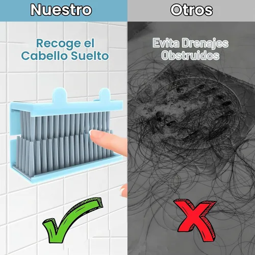 Vista 2 de Atrapapelos, Colector de Cabello Reutilizable para Pared de Ducha, Trampa de Cabello para Protector de Drenaje, Atrapapelos de Silicona para Baño