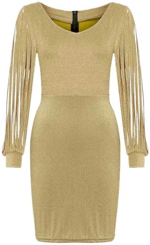 Vista 3 de Vestido de Nochevieja sexy sólido con lentejuelas costuras brillantes club de manga larga Mini vestido de lentejuelas para mujer