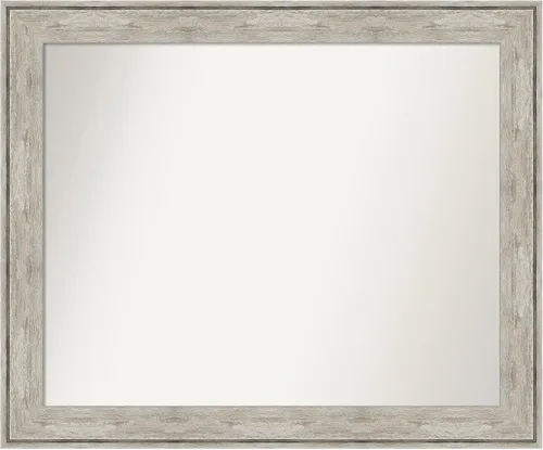 Vista 296 de Amanti Art Espejo de baño plateado para sobre el fregadero, 28 x 37 pulgadas, elegante espejo rectangular de peltre cepillado, marco de madera