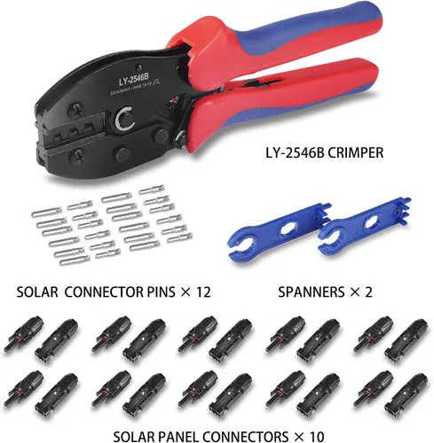 Vista 2 de MUYI - Kit de herramientas de panel solar de 47 piezas para cable 13-10AWG (2.5/4/6mm²) 10 pares de conectores solares y 2 llaves inglesas