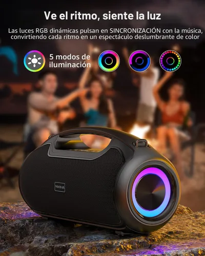 Vista 8 de Altavoces Bluetooth portátiles inalámbricos de actualización, sonido fuerte de 200W (pico)/graves profundos para fiesta, altavoz impermeable al aire