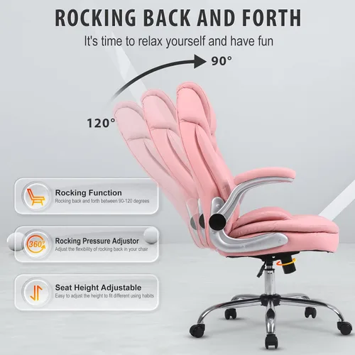 Vista 6 de Sillas de oficina ejecutivas ergonómicas con soporte lumbar ajustable, silla de gestión mecedora de 90-120°, sillas de escritorio giratorias