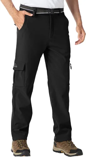 Vista 7 de BGOWATU Men's Cargo Hiking Pants Fleece Lined Waterproof Windproof Snow Ski Insulated Pant with 6 Pockets