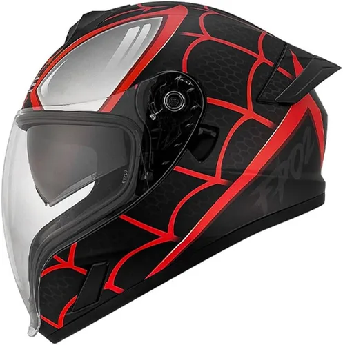 Vista 9 de Cascos de cara completa para hombre, color negro, para motocicleta, Street Bike Racing ATV con visera única, casco ligero retro de motocicleta