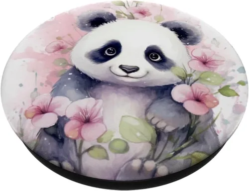 Vista 2 de cute panda watercolor PopSockets Standard PopGrip