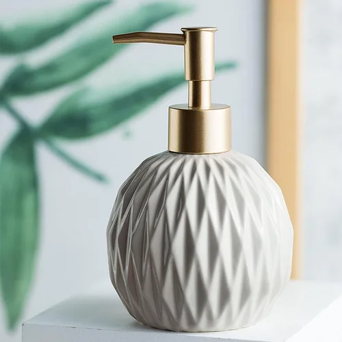 Vista 10 de Ceramics - Dispensador de jabón dorado para baño, dispensador de jabón de alivio para fregadero de cocina, botella de jabón líquido recargable