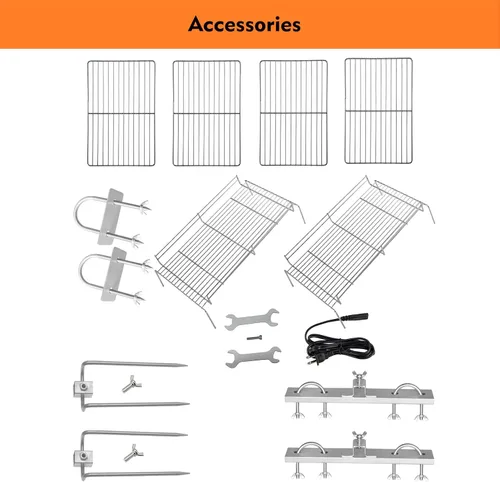 Vista 7 de DEWOSEN Asador con espetón de parrilla de 50W, 51 pulgadas, parrilla BBQ para exterior, pequeño, para asar cerdo y cordero, 132LBS/60KG, de acero