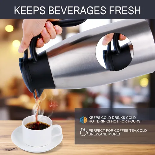 Vista 4 de Jarra térmica de café de 71 onzas con forro de acero inoxidable, jarras de café para mantener el calor, urna de café aislada al vacío de doble pared