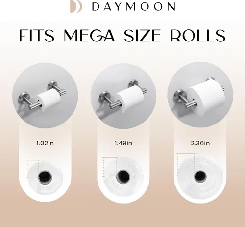 Vista 6 de Day Moon™ Soporte de papel higiénico de níquel cepillado - Soporte de rollo moderno para montaje en pared para baño