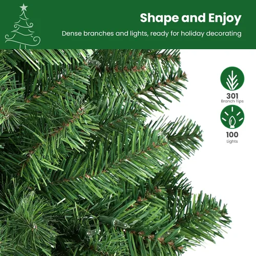 Vista 3 de SHareconn - Árbol de Navidad artificial preiluminado de 4 pies y luces