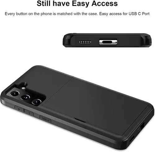 Vista 4 de Jiunai - Funda para Samsung Galaxy S21, tarjetero para tarjetas de crédito, color negro