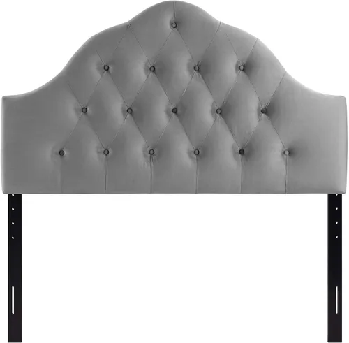 Vista 4 de Modway Sovereign - Cabecero de terciopelo con estilo capitoné de diamantes para cama Queen, color gris
