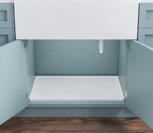 Vista 5 de BASIN - Tapete debajo del fregadero para baño - Las alfombrillas originales de silicona para debajo del fregadero para baño impermeables - Bandeja