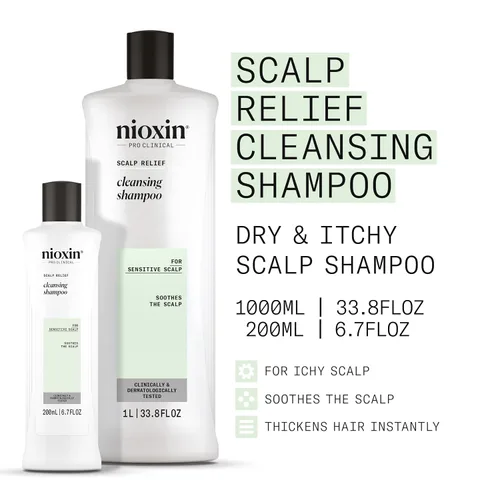 Vista 2 de Nioxin Scalp Relief Cleansing Shampoo Soothes, Hydrates, & Thickens Hair For Sensitive, Dry, & Itchy Scalp Made with Aloe Vera & Vitamin E