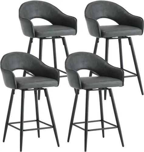 Vista 15 de DUOMAY Juego de 2 taburetes de bar giratorios, modernos taburetes de altura de mostrador de 26 pulgadas, silla de isla de cocina tapizada de Blanco