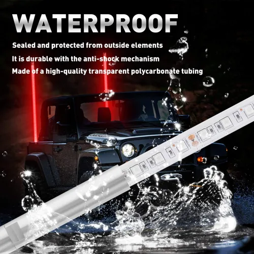Vista 3 de 1 unidad de 4 pies de luz LED de látigo con antena iluminada en rojo para ATV UTV Buggy Dune vehículo todoterreno camión Polaris