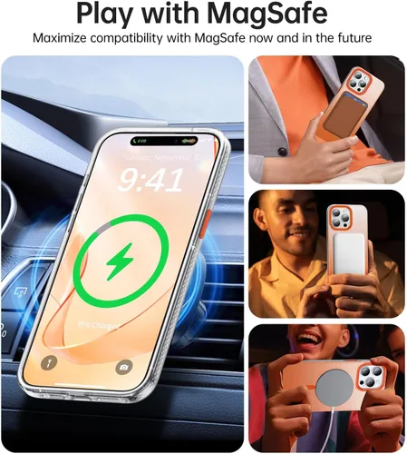 Vista 2 de Funda magnética para iPhone 14 Pro Max [compatible con MagSafe] [probada en caídas de grado militar de 10 pies] Funda delgada translúcida mate