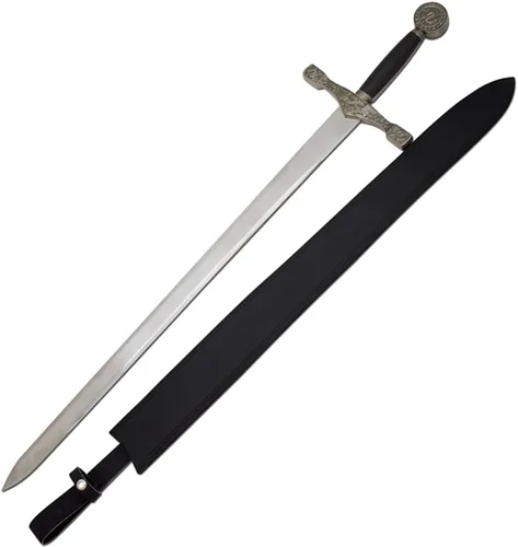 Vista 5 de Medieval Warrior Knights Templar Long Sword with Sheath Steel Guard, Leather Wrapped Handle