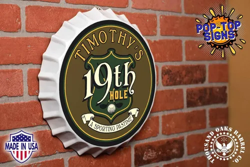 Vista 3 de Letrero personalizado para tapa de botella de cerveza (agujero 19), letreros de barra personalizados de metal de estaño para colgar en la pared