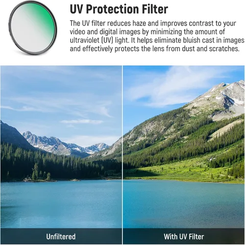 Vista 4 de NEEWER Kit de filtro de lente UV CPL de 2.638 in, polarizador circular/filtro anti-UV con vidrio óptico HD y revestimiento nano de doble cara, 30