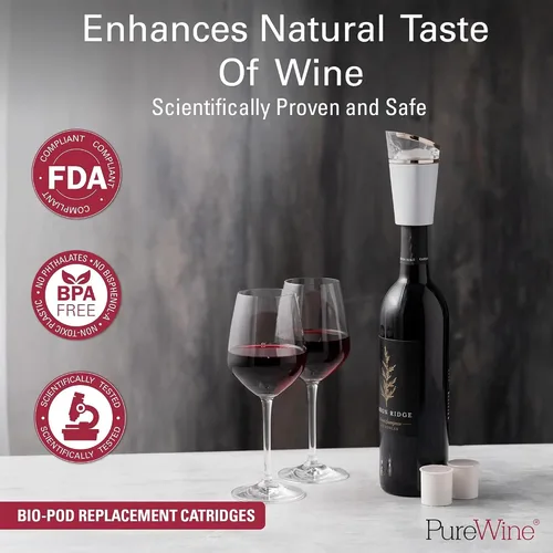 Vista 7 de PureWine Bio-Pods para purificador y aireador de vino, filtros de vino rojo y blanco para histaminas y sulfitos, ayuda a alergias y dolores