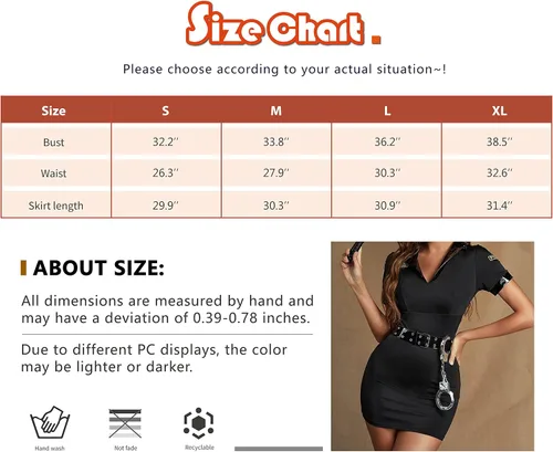 Vista 6 de Women's Sexy Police Costume Cosplay Dirty Cop Officer Uniform Dress