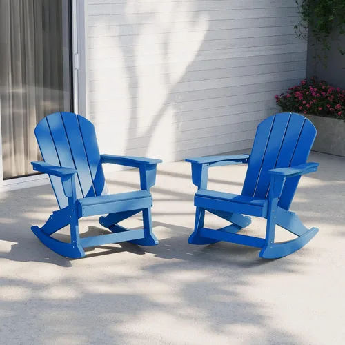 Vista 193 de WestinTrends Silla mecedora Malibu de poliéster para exterior/patio Adirondack, Negra