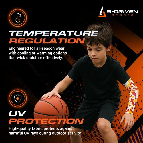 Vista 5 de B-Driven Pro-Fit Sports - Manga de compresión deportiva para hombres, mujeres y jóvenes, diseños de camuflaje, ayuda a la circulación y refrigeración