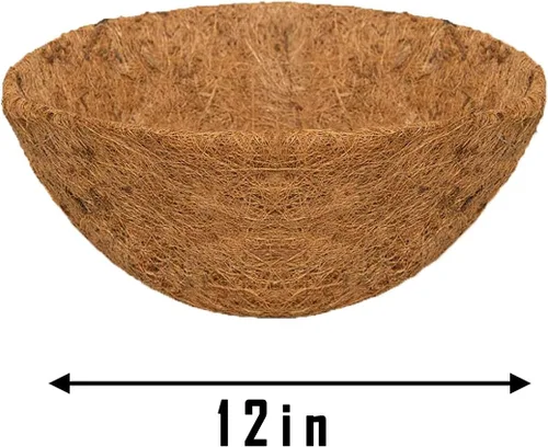 Vista 6 de Paquete de 3 forros de coco de 12 pulgadas para macetas, revestimientos de coco para cestas colgantes, forro de repuesto de fibra de coco 100%