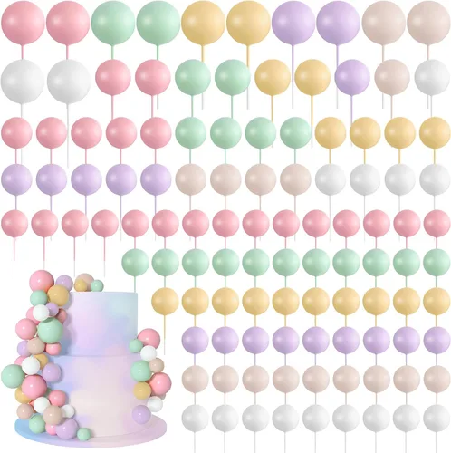 Vista 10 de 138 Piezas Bolas Doradas Decoraciones para Pasteles Decoraciones de Globos para Cupcakes Bolas de Espuma de Varios Tamaños para Decoración de Oro