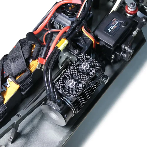 Vista 2 de OGRC Ventiladores de refrigeración RC Dual de 30mm 27000 RPM Disipador de calor para motor de coche RC con cubierta de metal 4068 4274 Disipador