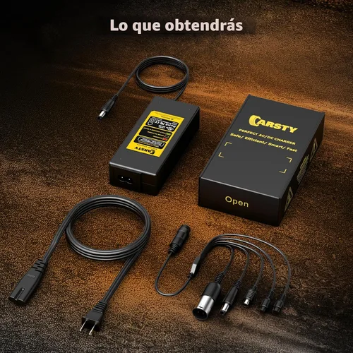 Vista 6 de Carsty Cargador Hoverboard de 42 V, cargador eléctrico para scooter con enchufes 5 en 1 Carga rápida de 1.5 A con certificación UL, compatible