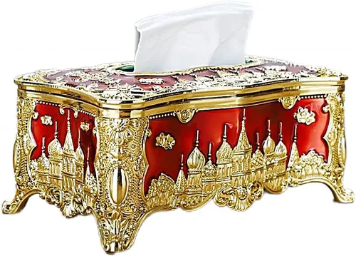 Vista 11 de Soporte para cubierta de pañuelos, castillo creativo en relieve y diamantes de imitación rectangular de acrílico para caja de pañuelos