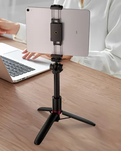 Vista 6 de KraftGeek Soporte de trípode para teléfono, iPad, soporte para iPhone con adaptador de tornillo de 1/4 pulgadas, soporte de trípode para iPhone Pro