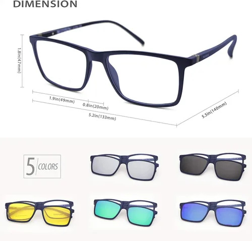 Vista 3 de Bauhaus Lentes de sol magnéticos con clip para hombres y mujeres polarizados protección UV retro cuadrados para conducir durante la noche