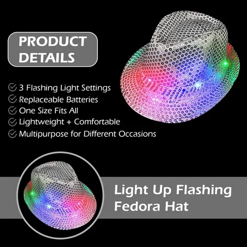 Vista 4 de The Electric Mammoth Sombrero Fedora intermitente con luz LED