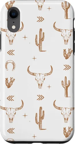 Vista 25 de Funda rústica elegante con diseño de calavera de toro sureño para iPhone 16