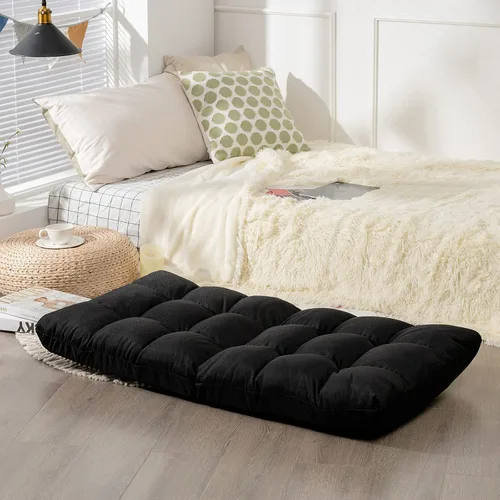 Vista 4 de Giantex Sofá ajustable para juegos de piso, acolchado de 14 posiciones, plegable, reclinable perezoso, esponja de alta resistencia, tela de algodón