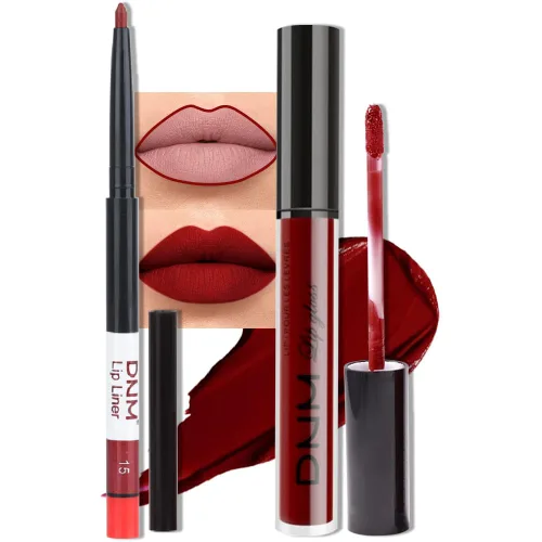 Vista 11 de evpct Juego de 2 lápices delineador de labios y lápiz labial líquido mate de 24 horas, color ciruela púrpura, maquillaje para mujer, lápiz labial