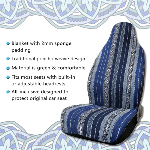 Vista 2 de uxcell 7pcs Manta Durable Baja Bucket Seat Protector para Coche Auto Azul