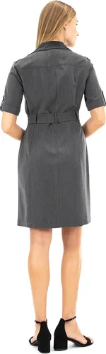 Vista 3 de Sharagano Vestido camisero con cinturón y mangas cortas enrollables para mujer