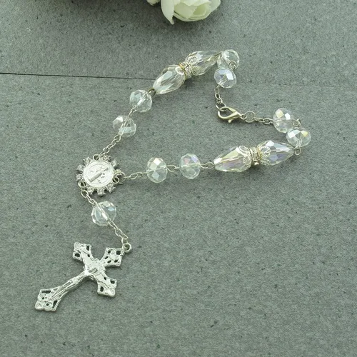 Vista 7 de Rosario de la década de cristal Bautizo Fiesta Favor (12 piezas) Quinceañera Boda Primera Comunión Niño Niña Regalo Bautizo Celebración de Eventos