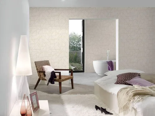 Vista 5 de CONCORD WALLCOVERINGS ™ Papel pintado moderno con textura, pared decorativa de vinilo, crema, dorado, metálico, blanco, 21 pulgadas x 33 pies
